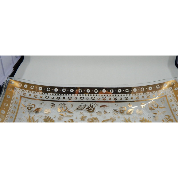 Georges Briard Glass Gold Persian Garden Plate Tray 11 Inch - Picture 4 of 11